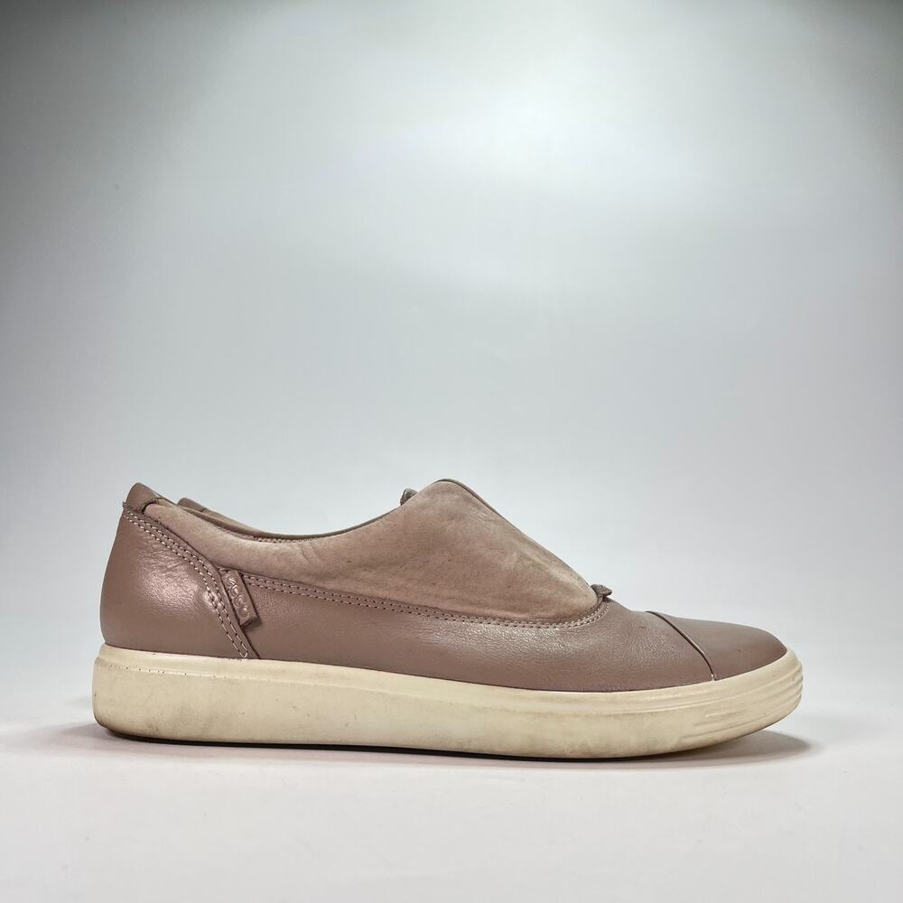 ECCO Soft 7 Grey Rose Smooth Leather Casual Low Top Slip On Shoes Youth Size 5